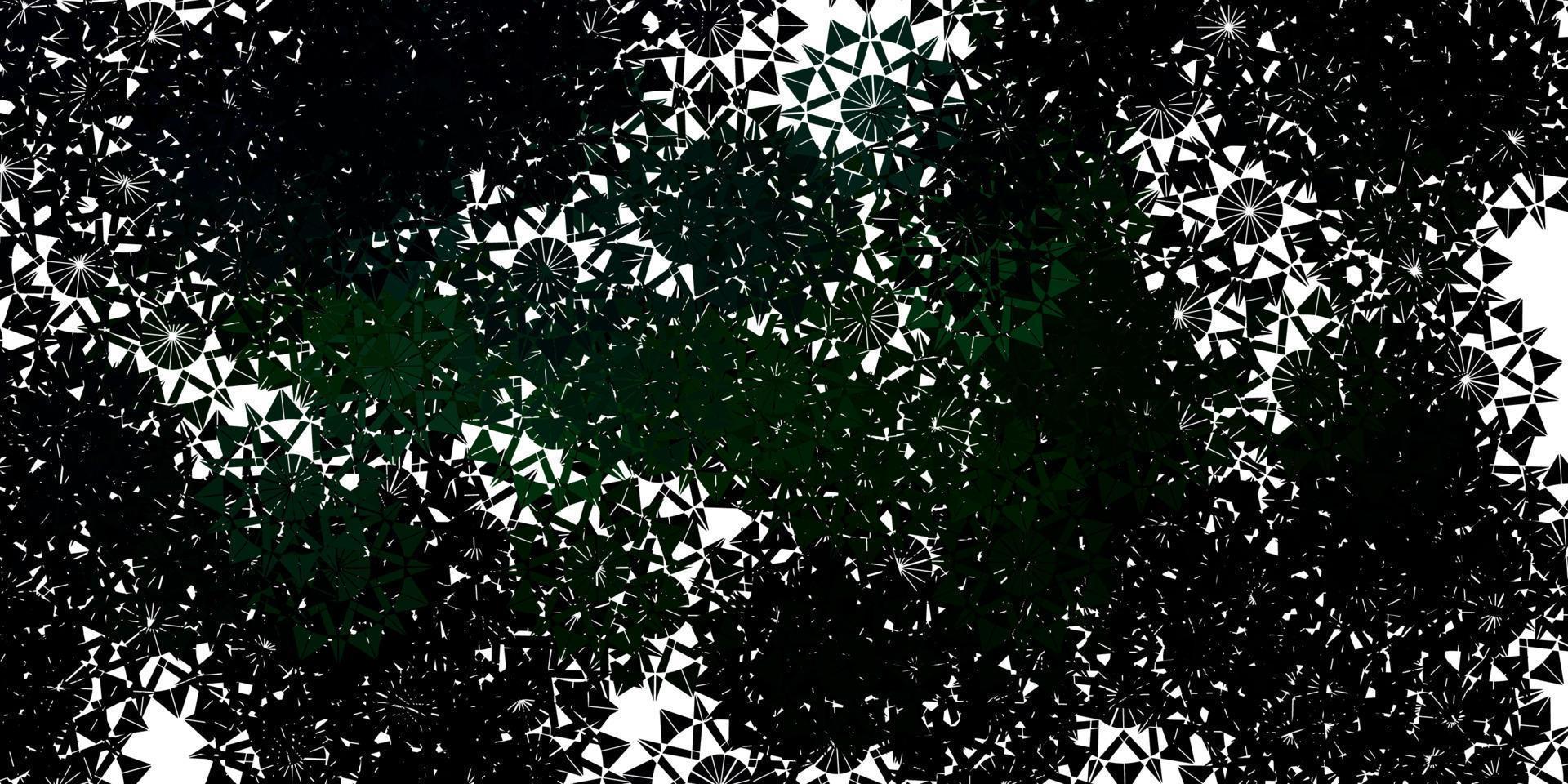 textura de vector verde claro con copos de nieve brillantes.