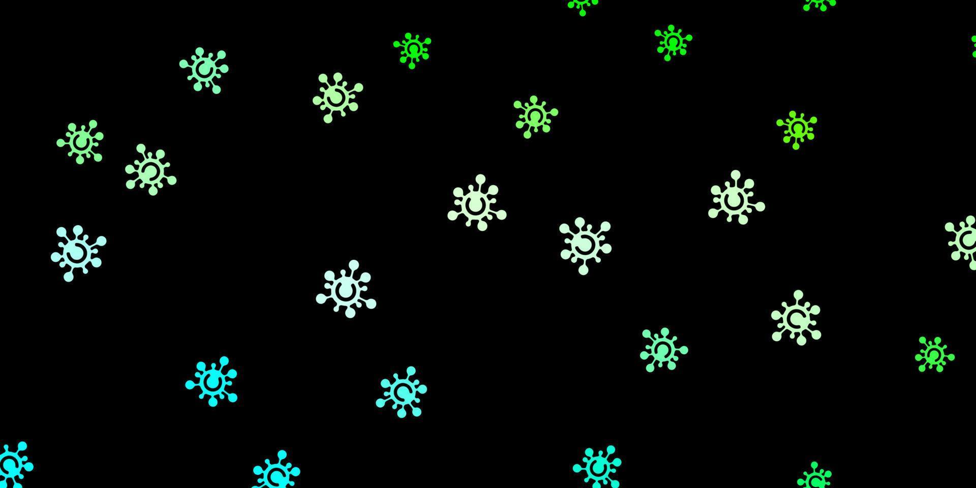 Dark green vector pattern with coronavirus elements.