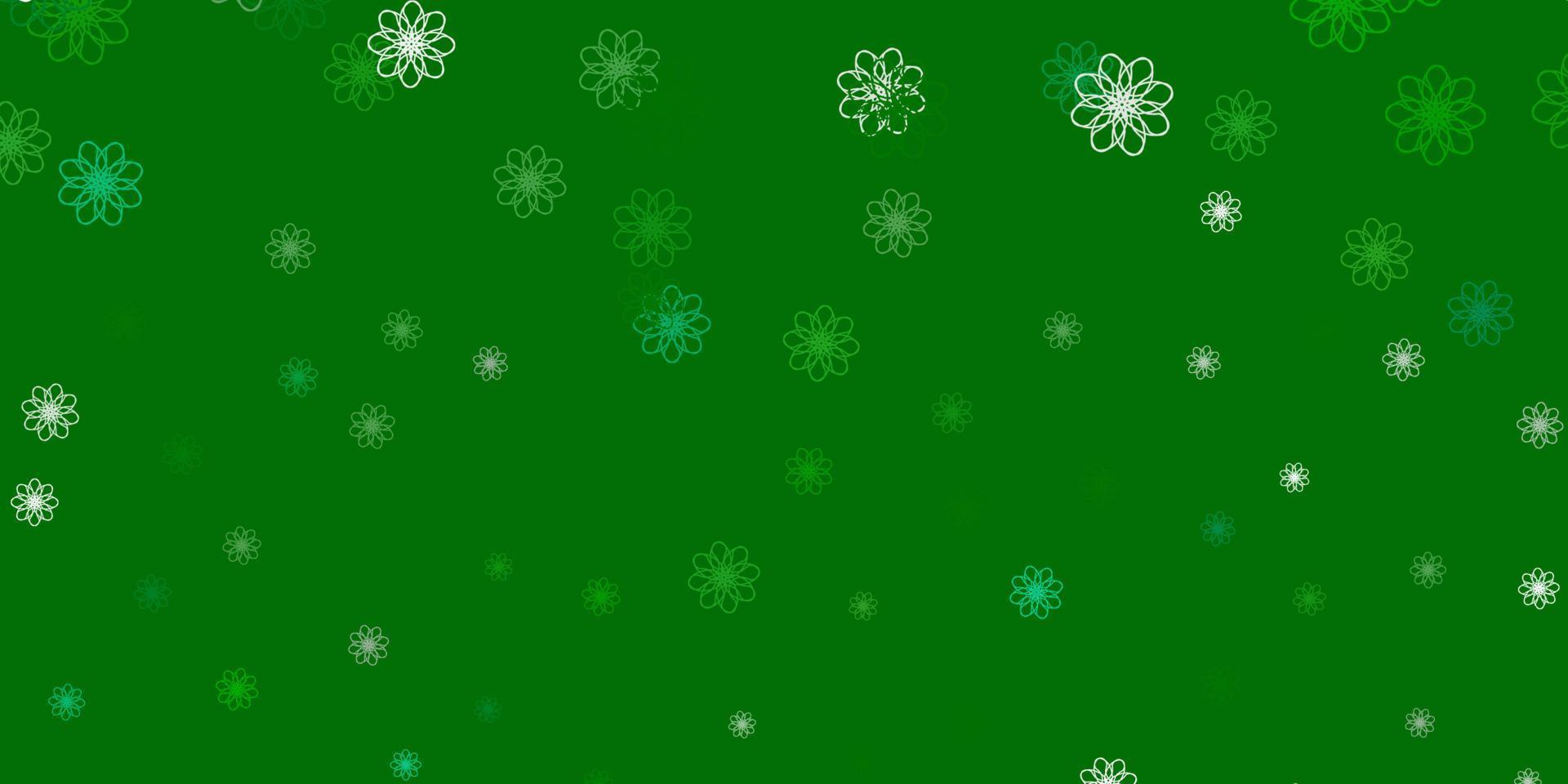 telón de fondo natural de vector verde claro con flores.