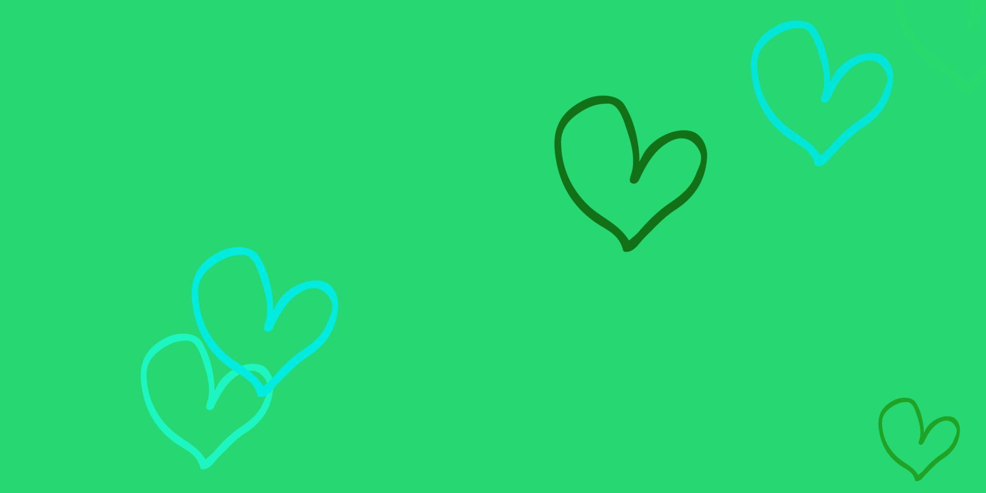 Fondo de vector verde claro con corazones.