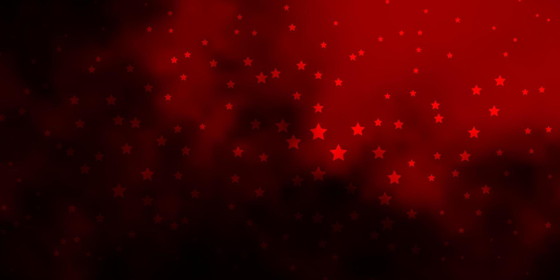 Fondo de vector naranja oscuro con estrellas pequeñas y grandes.