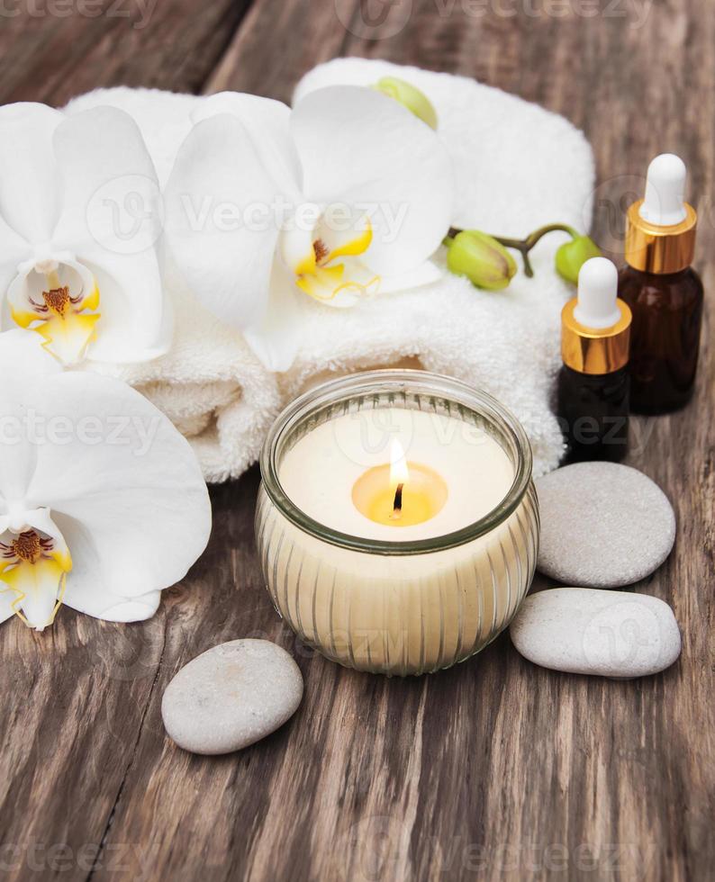 Spa products with orchids photo