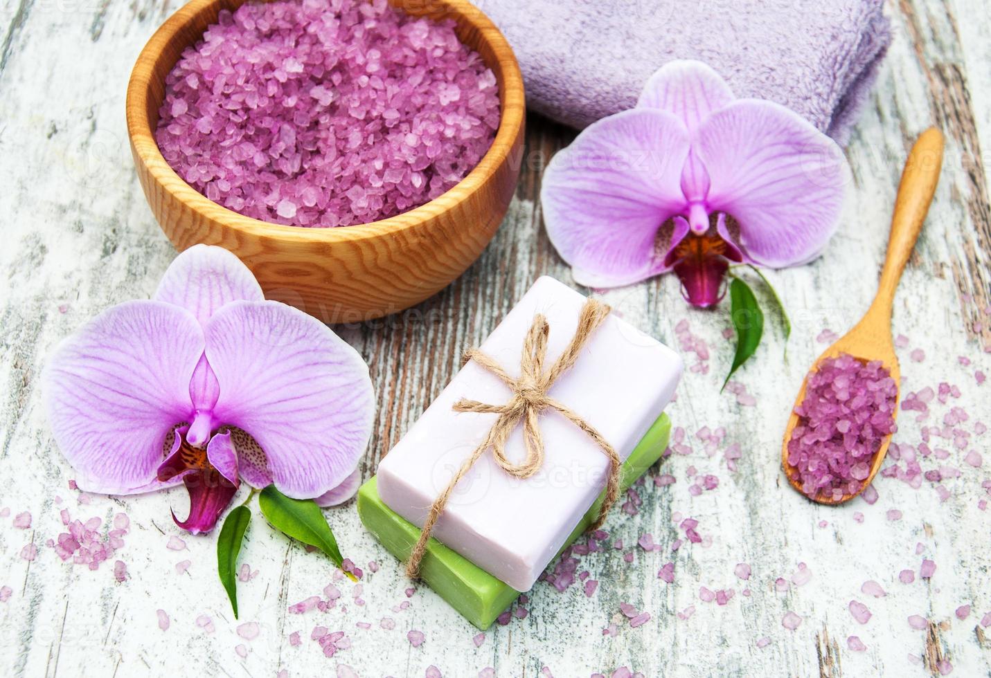 Spa products with orchids photo