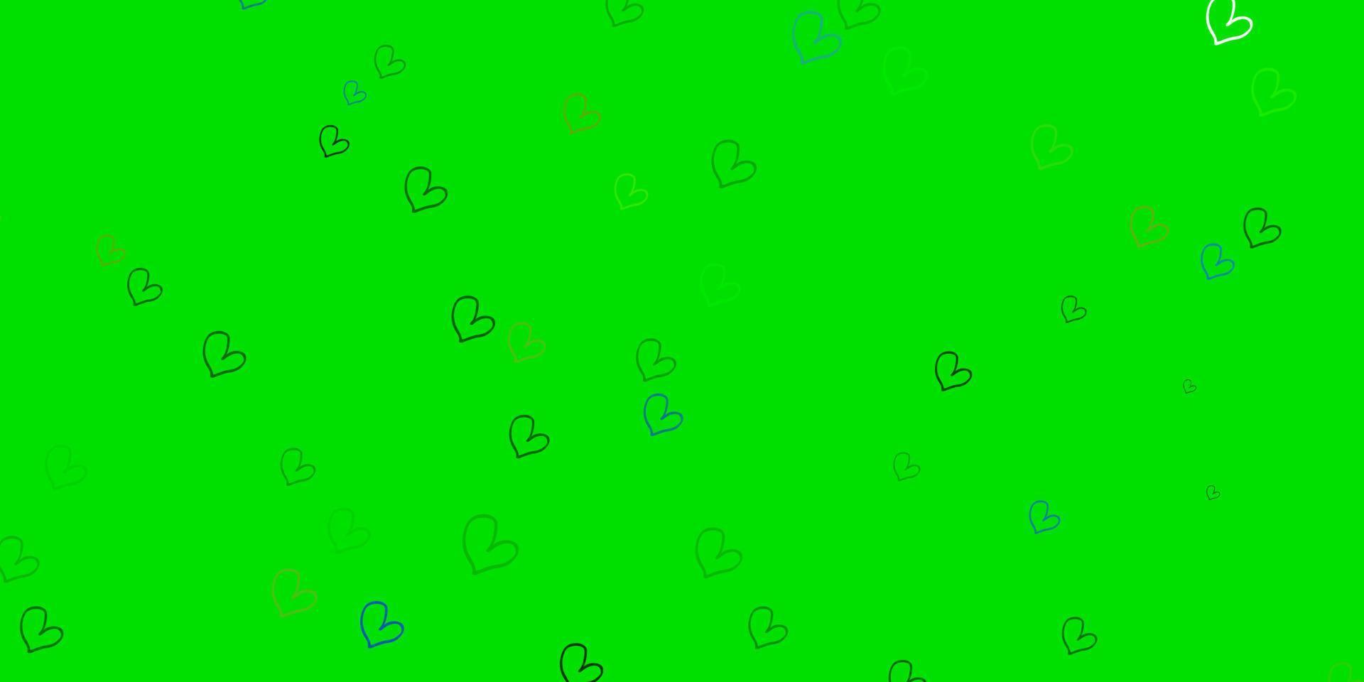 Light Blue, Yellow vector background with Shining hearts.