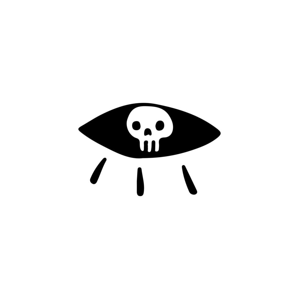 Eye and skull head, illustration for t-shirt, sticker, or apparel merchandise. With retro cartoon style. vector