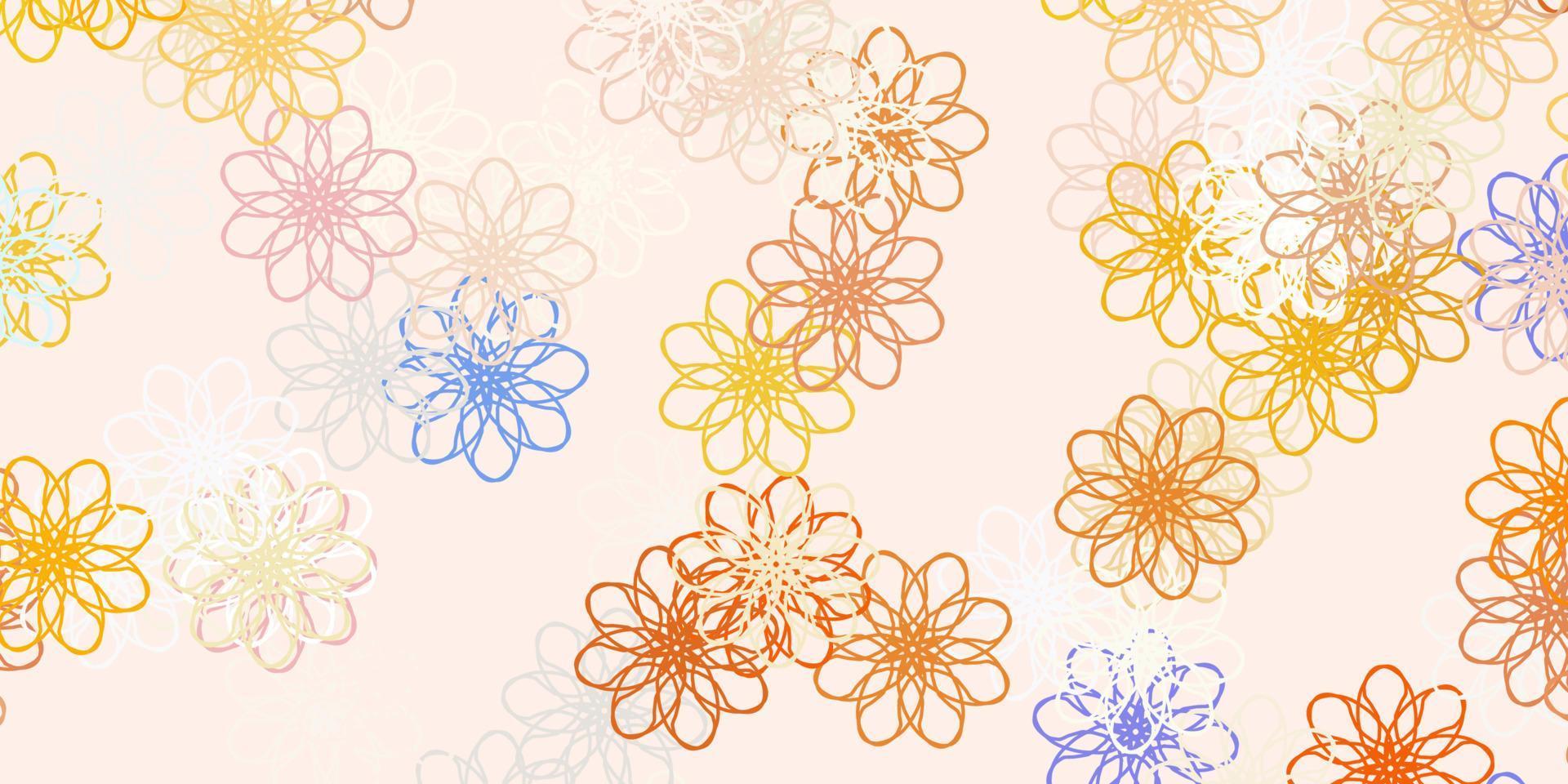 Light Blue, Yellow vector doodle texture with flowers.