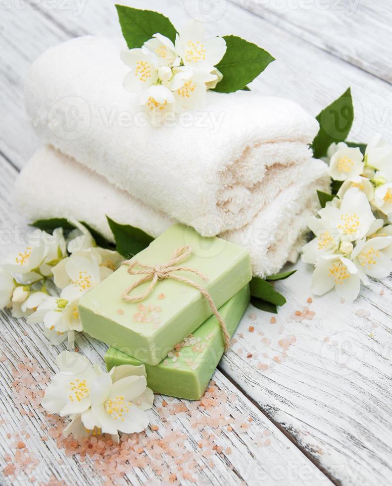 Spa concept with jasmine flowers photo