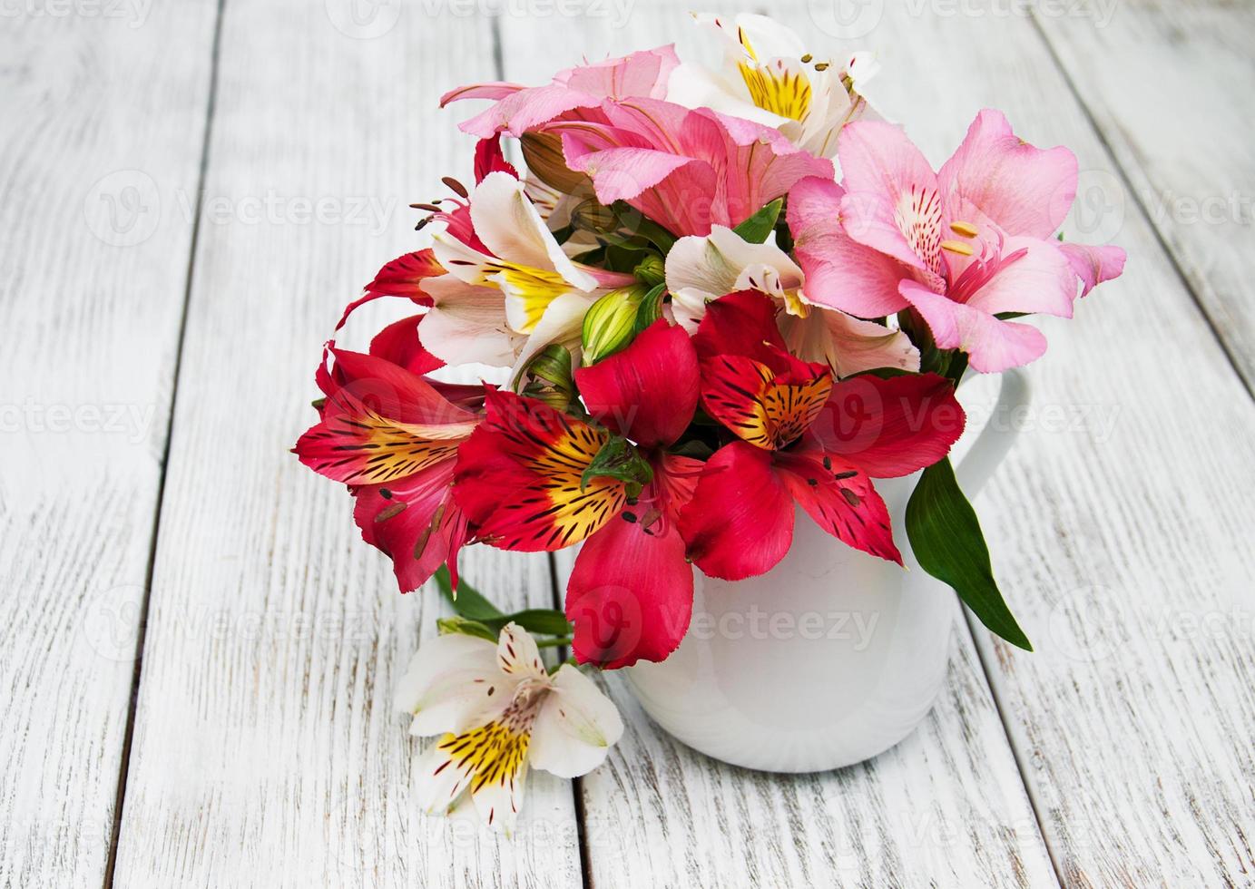 beautiful bouquet of pink alstroemeria photo