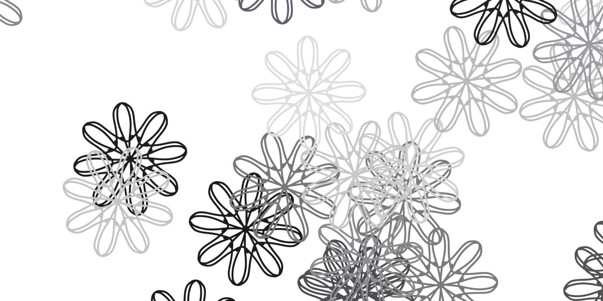 textura de doodle de vector gris claro con flores.