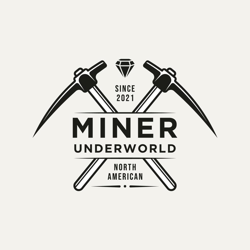 monochrome mining vintage  logo icon design vector
