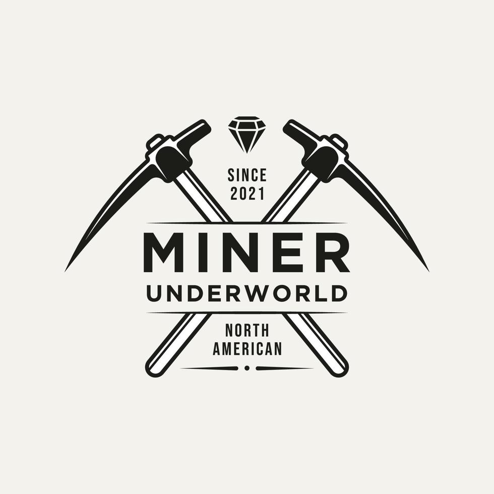 monochrome mining vintage  logo icon design vector