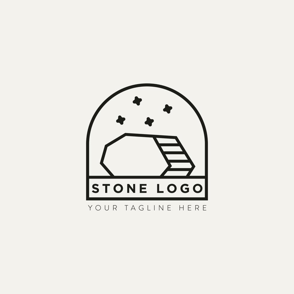 stone simple line art logo icon badge design vector