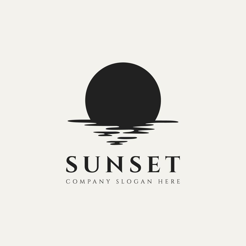 diseño de concepto de logotipo de viaje de silueta al atardecer vector