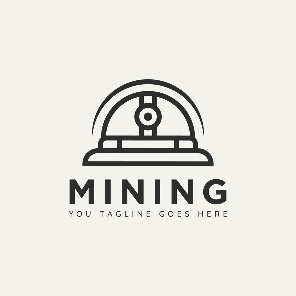 mining helmet minimalist line art logo icon design vector