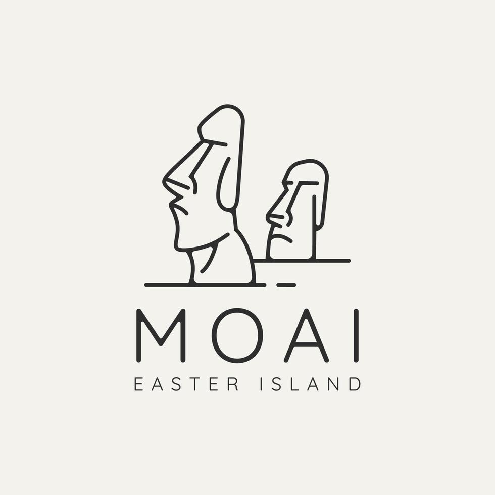 moai monument minimalist line art logo icon design vector