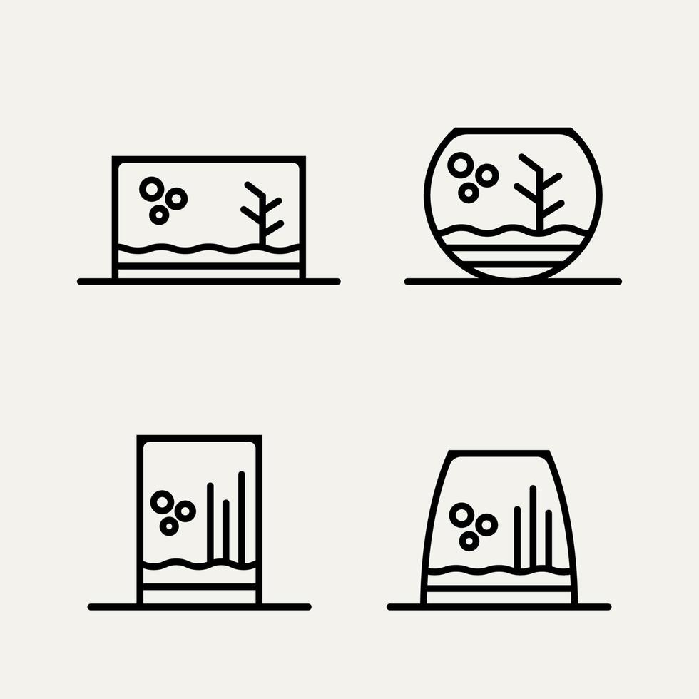 set of glass aquarium minimalist line art logo vector