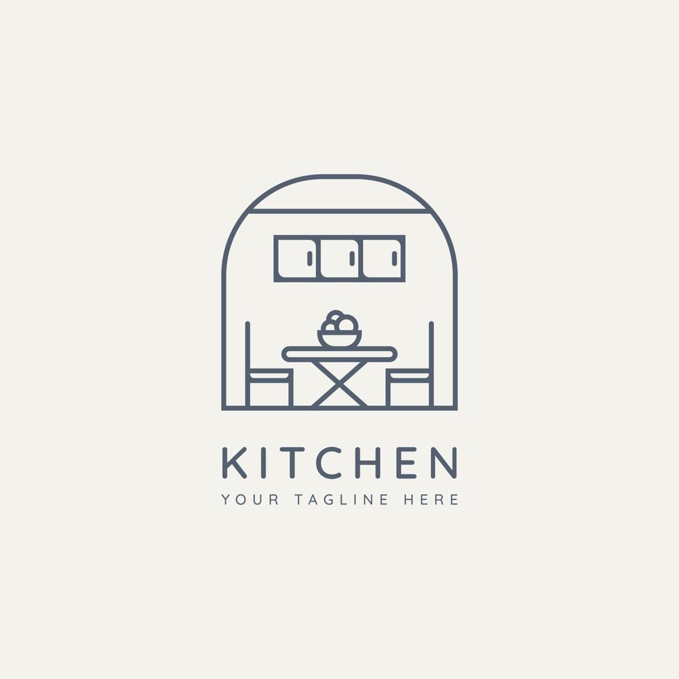 kitchen furniture minimalist line art logo icon vector