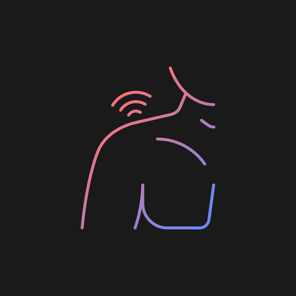 Shoulders rheumatism gradient vector icon for dark theme. Inflammatory