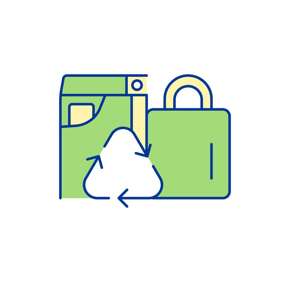 Package green RGB color icon. Nature protection. Single-use plastic refusal movement. Ecogically friendly, compostable packaging. Isolated vector illustration. Simple filled line drawing