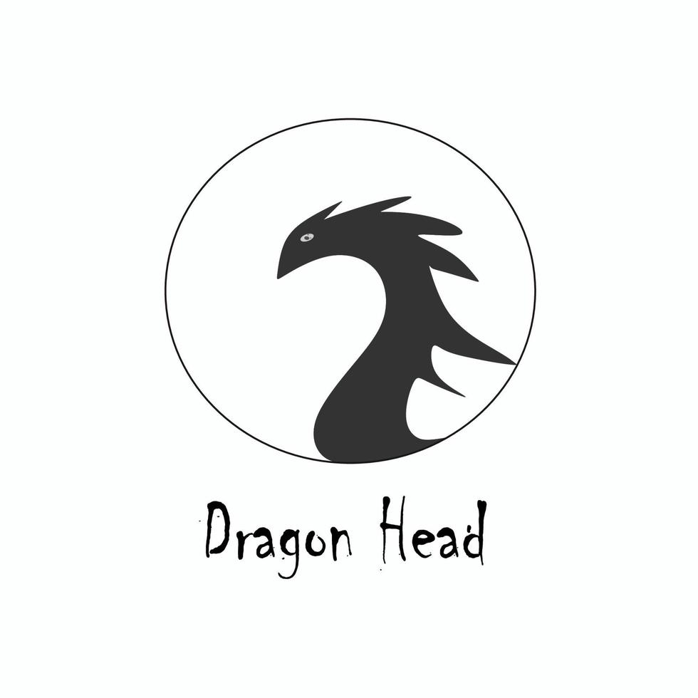 cabeza, dragón, logotipo, silueta vector