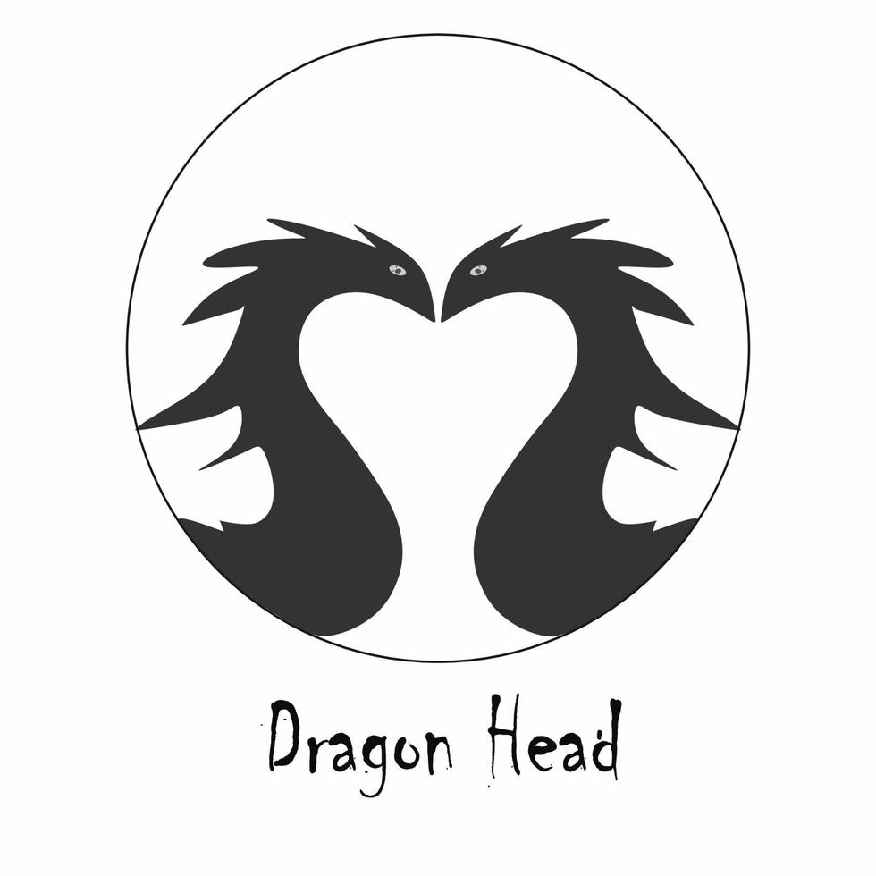 two head dragon logo silhouette vector