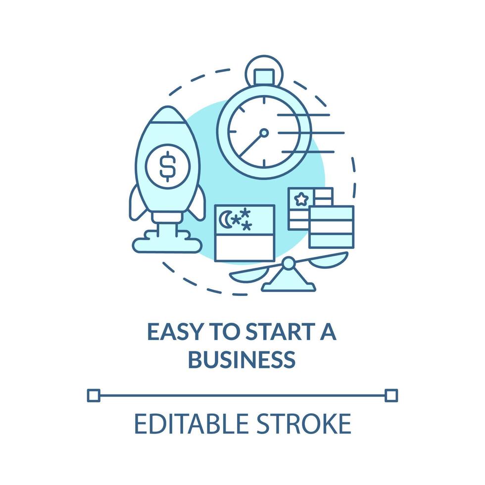 Easy to start business turquoise concept icon. Opportunity for entrepreneurs abstract idea thin line illustration. Isolated outline drawing. Editable stroke. Roboto-Medium, Myriad Pro-Bold fonts used vector