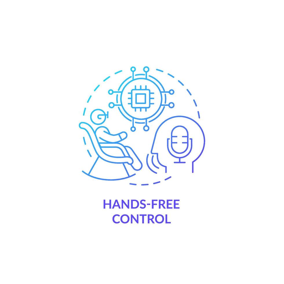 Hands-free control blue gradient concept icon. Smart technology for elderly abstract idea thin line illustration. Operate appliances without hands. Isolated outline drawing. Myriad Pro-Bold font used vector
