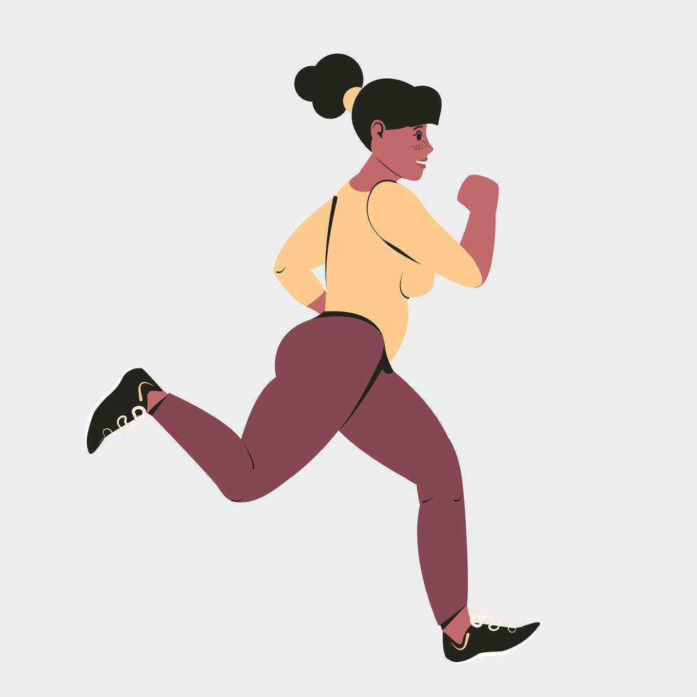 Isolated flat vector illustration young woman running