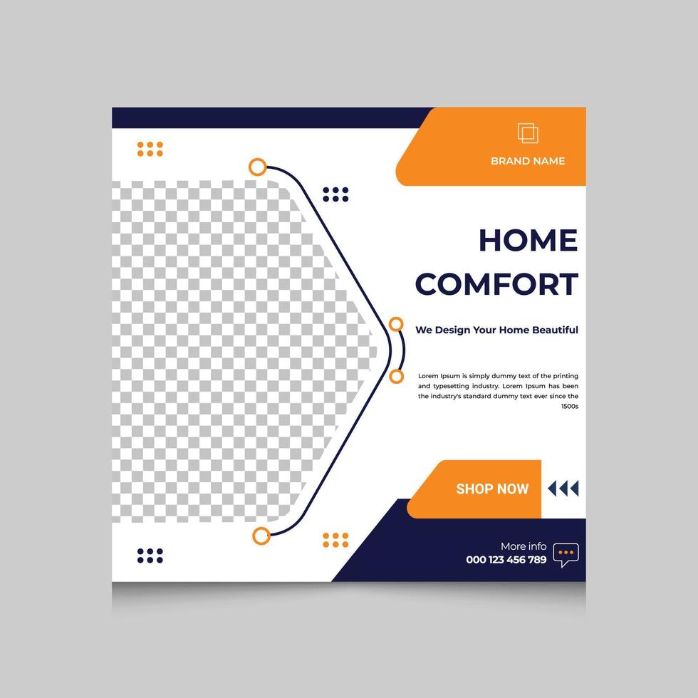 Interior Home Social Media Post and Web Banner Design vector