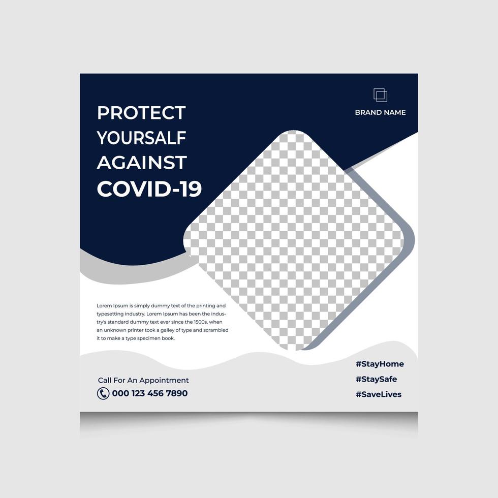 Covid 19 Social Media Post And Web Banner Template vector