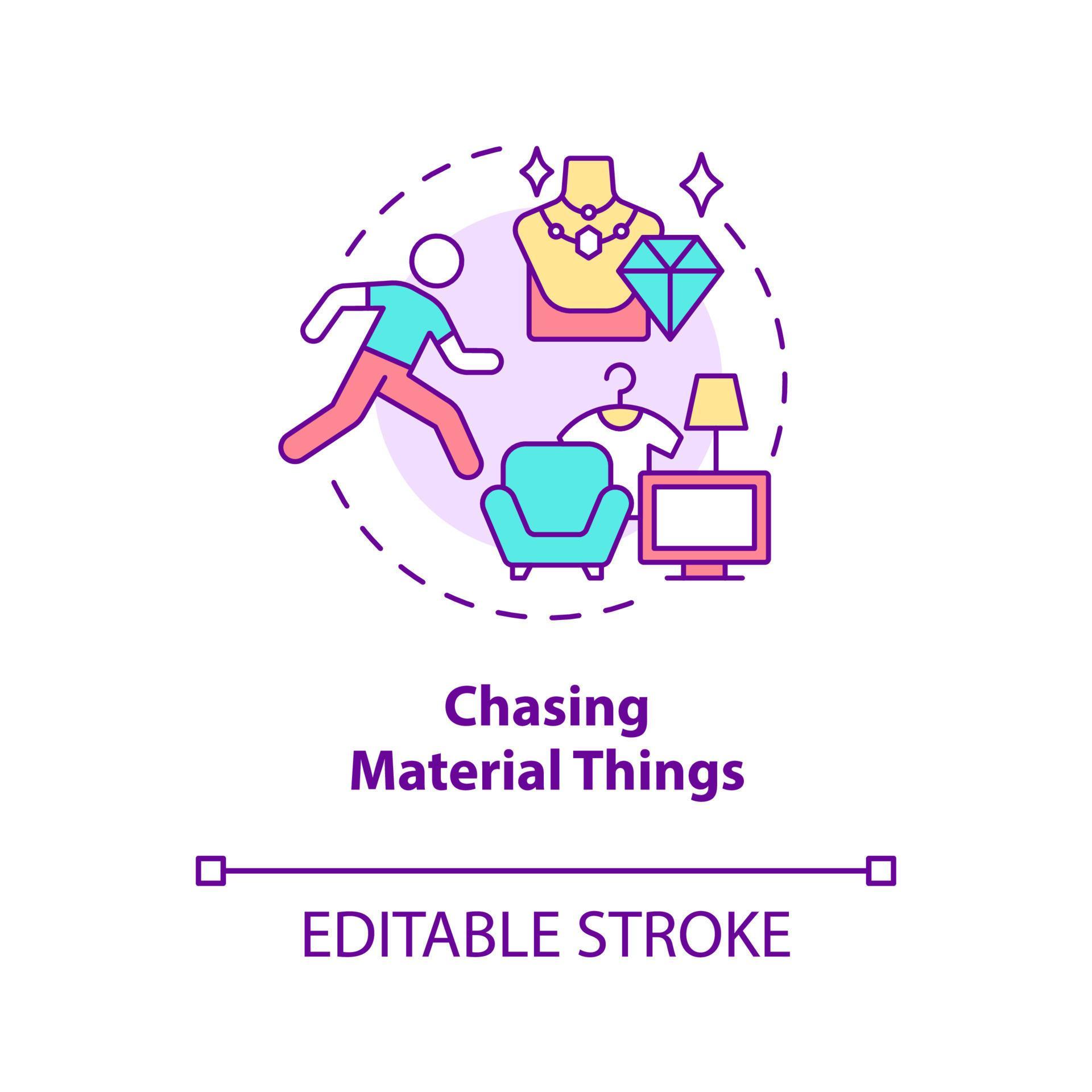 Chasing material things concept icon. Unhappiness abstract idea thin