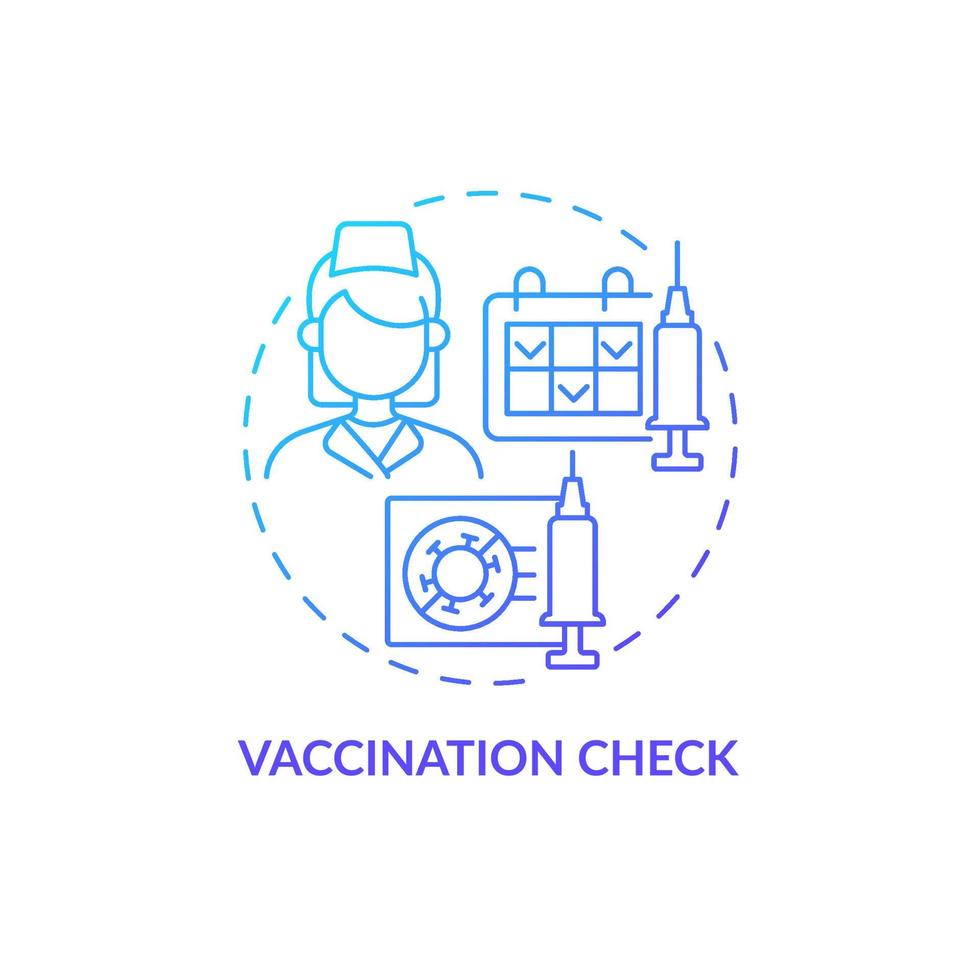 Vaccination check blue gradient concept icon. Annual checkup abstract idea thin line illustration. Diseases prevention. Regular medical examination. Vector isolated outline color drawing