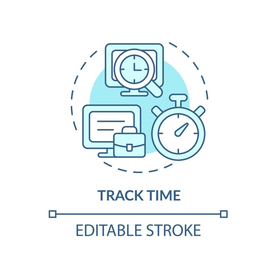 Track time blue concept icon. Control work schedule. Online surveillance. Employee monitoring abstract idea thin line illustration. Vector isolated outline color drawing. Editable stroke