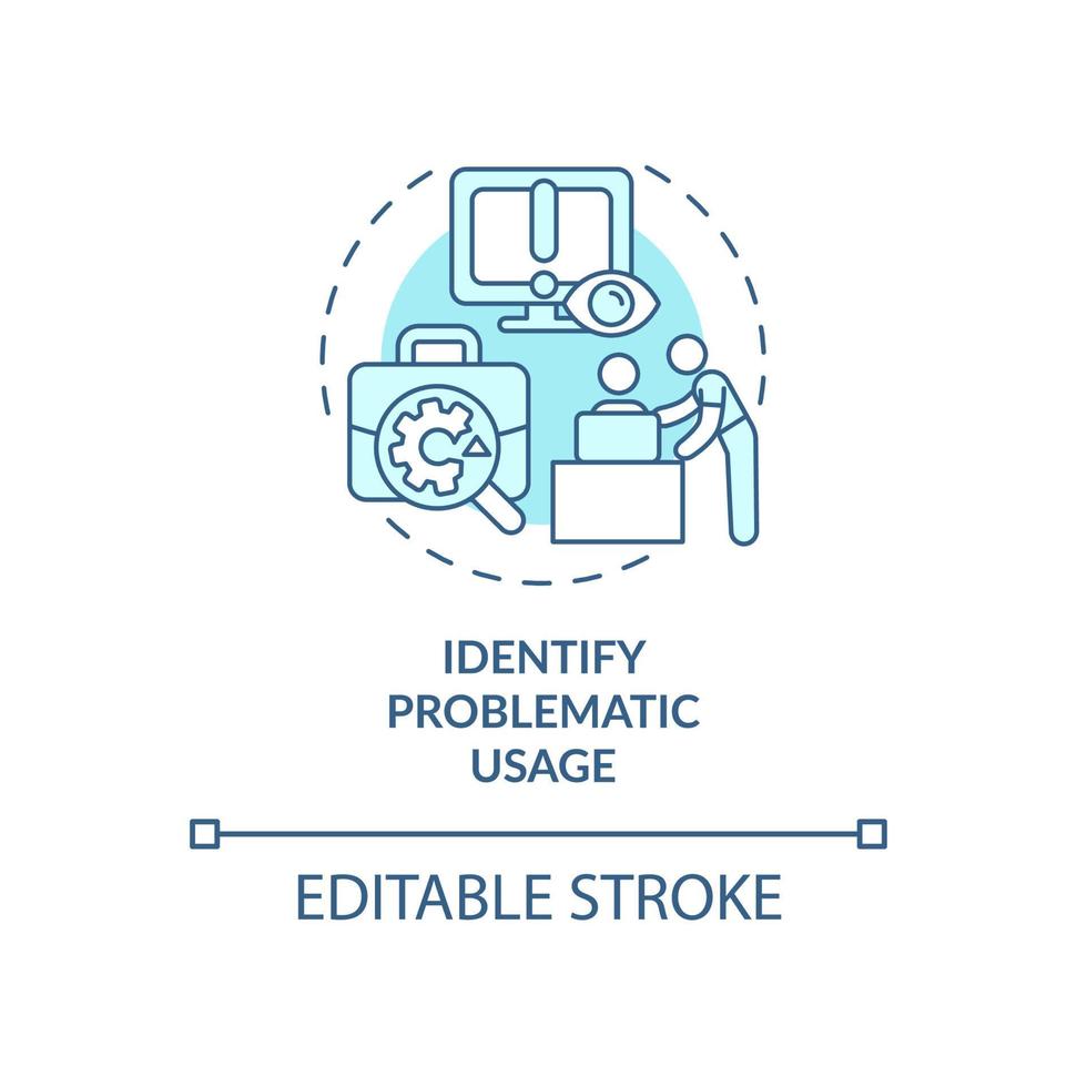 Identify problematic usage blue concept icon. Worker performance tracking. Employee monitoring abstract idea thin line illustration. Vector isolated outline color drawing. Editable stroke