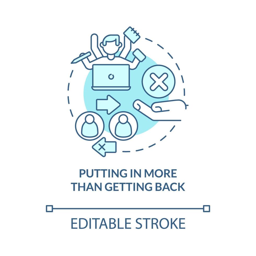 Giving more than getting back concept icon. Reciprocity absence. Ungrateful relation. Dissatisfaction abstract idea thin line illustration. Vector isolated outline color drawing. Editable stroke