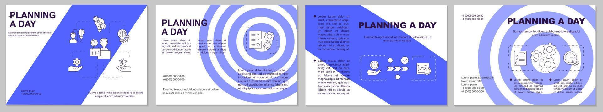 Planning day blue brochure template. Choose priority. Booklet print design with linear icons. Vector layouts for presentation, annual reports, ads. Arial, Myriad Pro-Regular fonts used