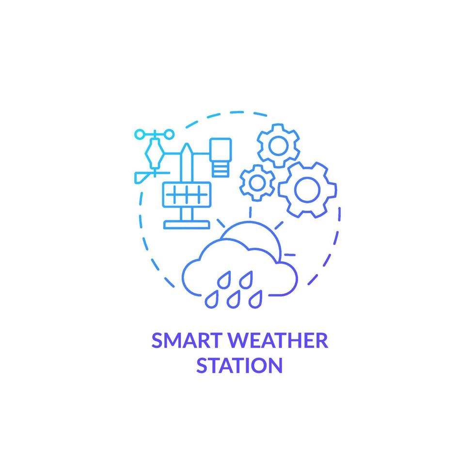 Smart weather station blue gradient concept icon. Gadget for farmers abstract idea thin line illustration. Gather real-time data outside. Isolated outline drawing. Myriad Pro-Bold font used vector