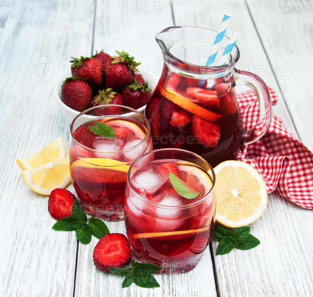 Lemonade with strawberries photo