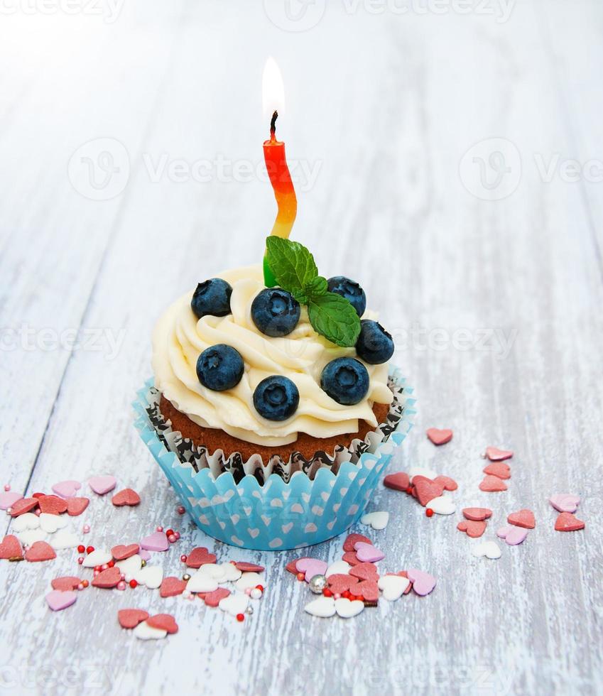 Cupcake with a candle photo