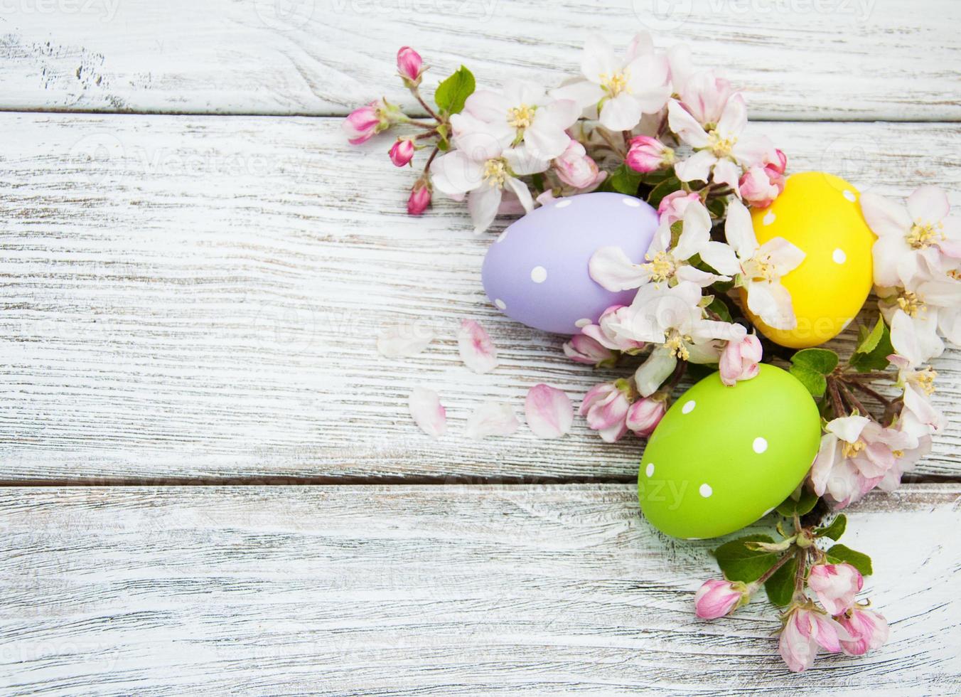 Easter eggs with blossom photo