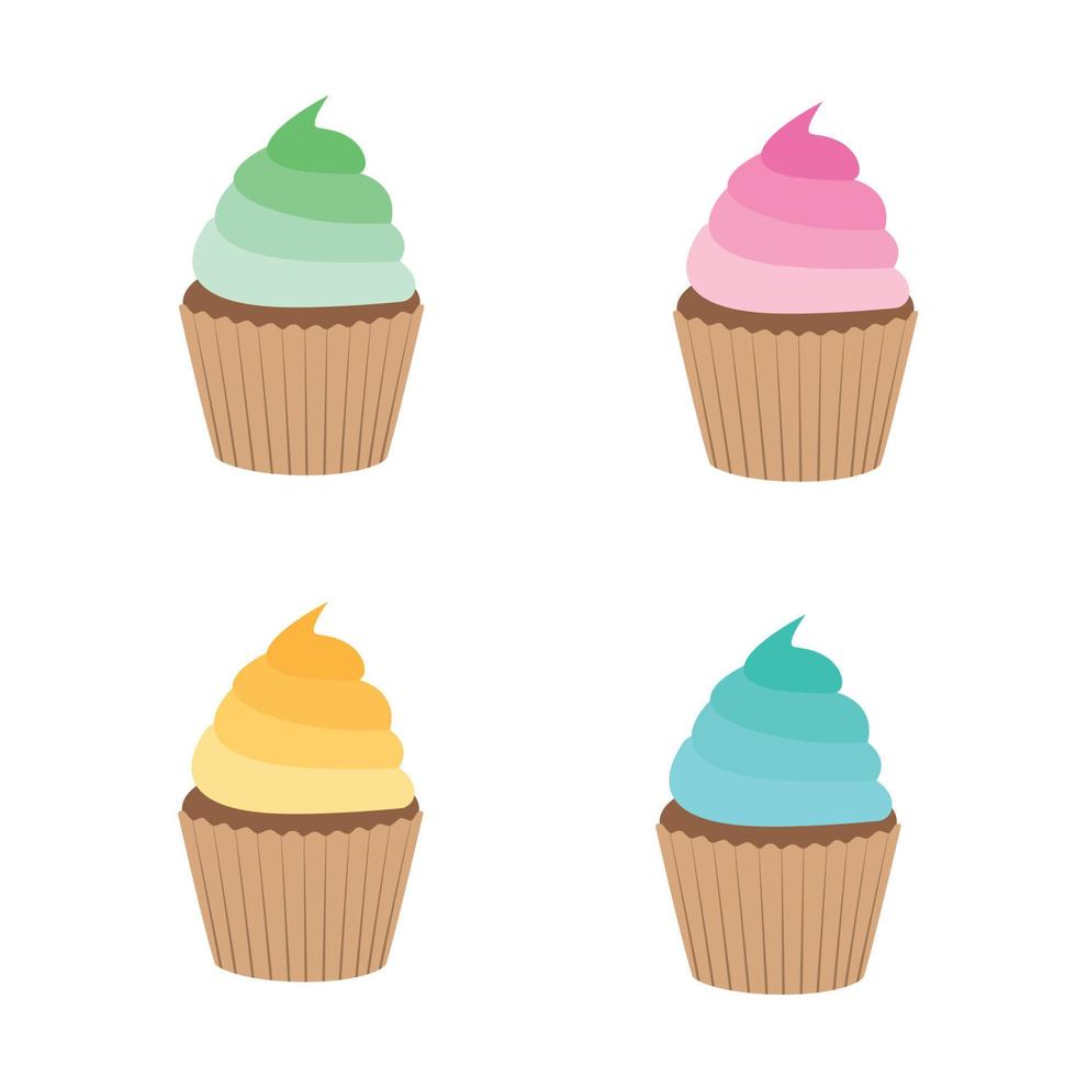 Cupcake baking cream berry sweetness dessert. Muffin vector