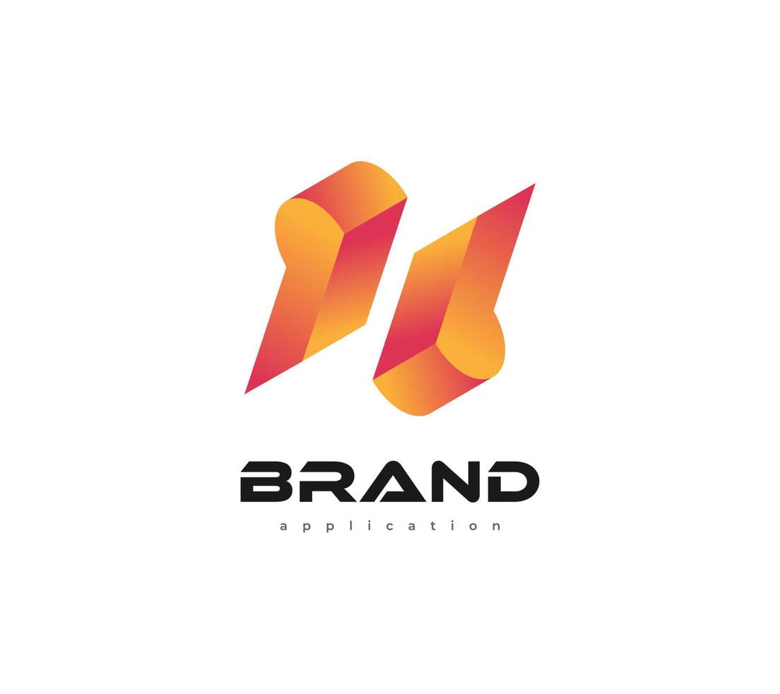 diseño de logotipo p y b inicial moderno y abstracto con estilo 3d en degradado naranja. diseño de logotipo pb para identidad empresarial vector