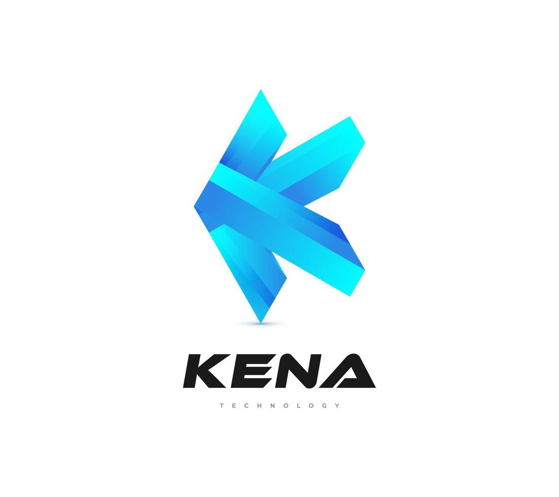 diseño moderno del logotipo de la letra k azul con estilo futurista. diseño inicial del logotipo de la letra b para la identidad empresarial o tecnológica vector