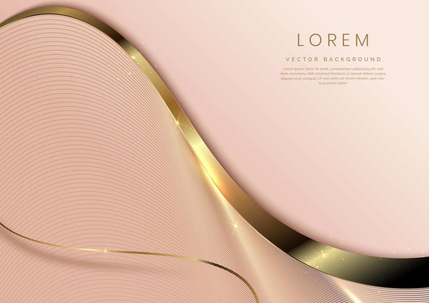 Elegant luxury background lines golden curves with sparkling gold ribbons. vector