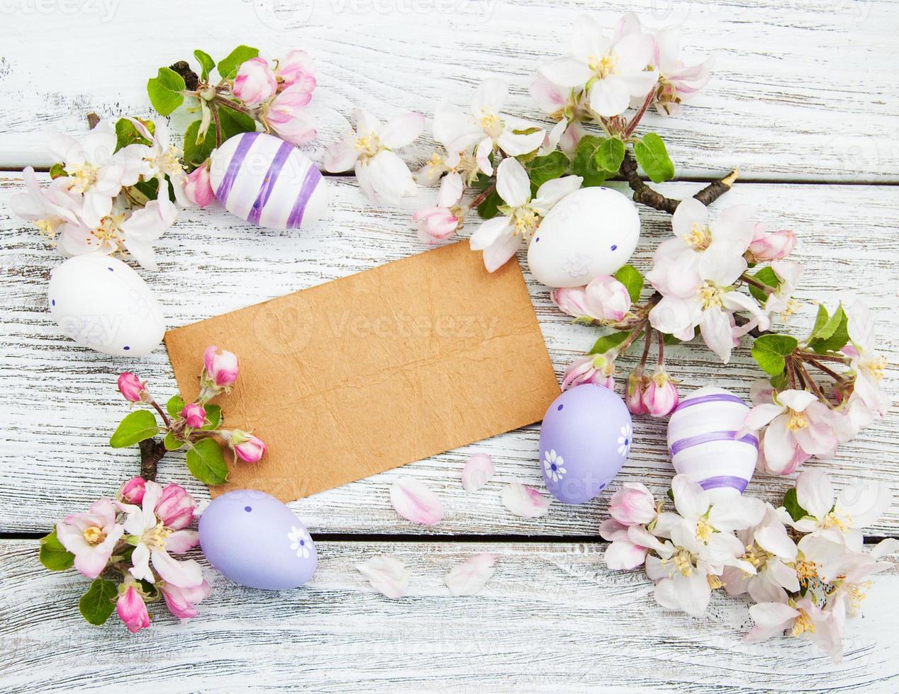 Easter eggs and greeting card photo
