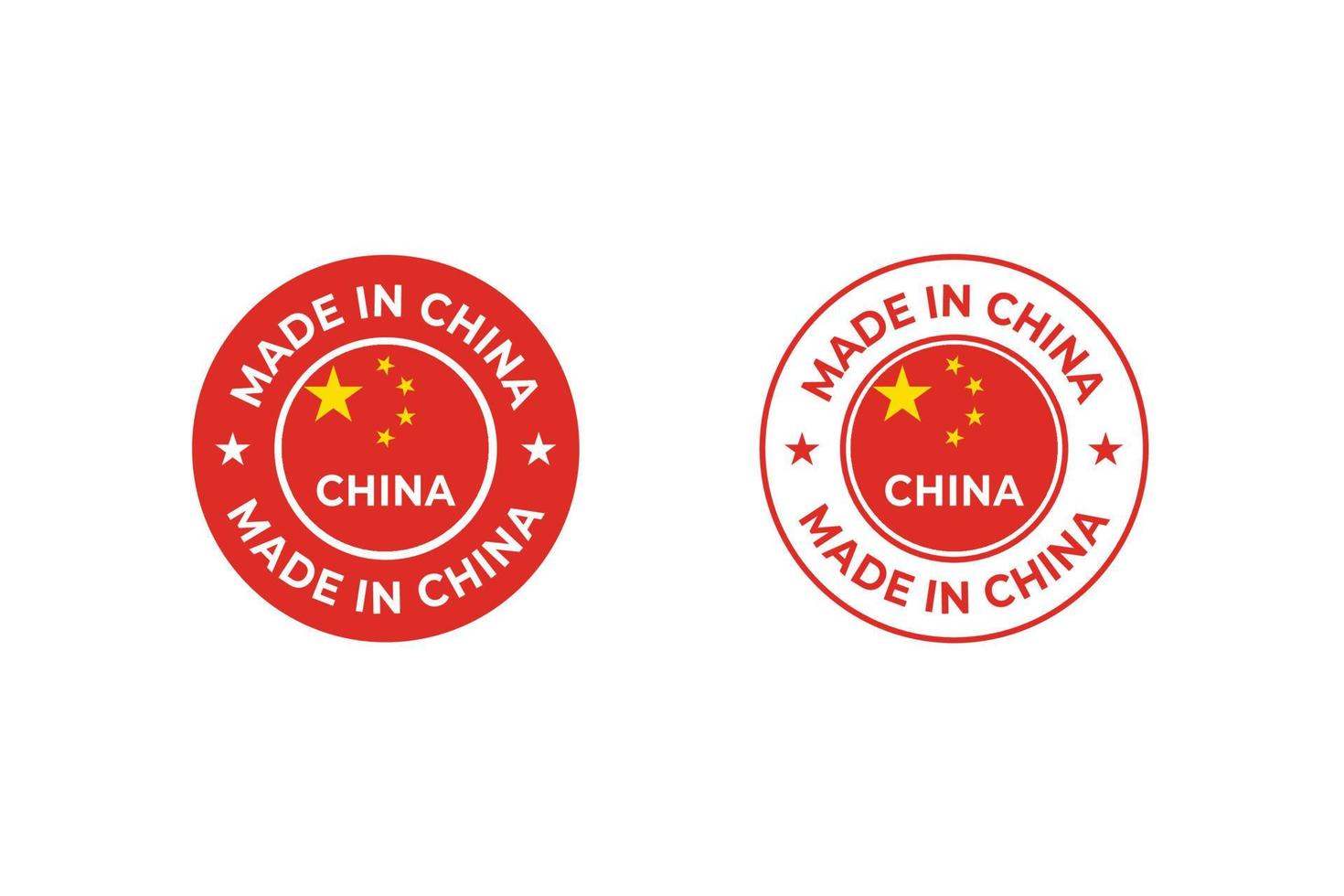 hecho en el juego de etiquetas chinas, hecho en china. composición con la bandera china para placa, etiqueta, sello, etc. vector