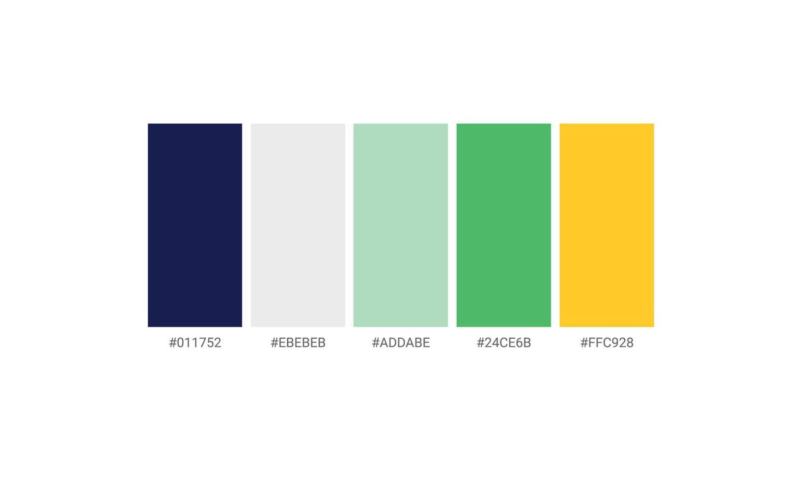 una hermosa paleta de colores, paleta de colores de marca con verde, amarillo y azul marino, ilustración vectorial vector