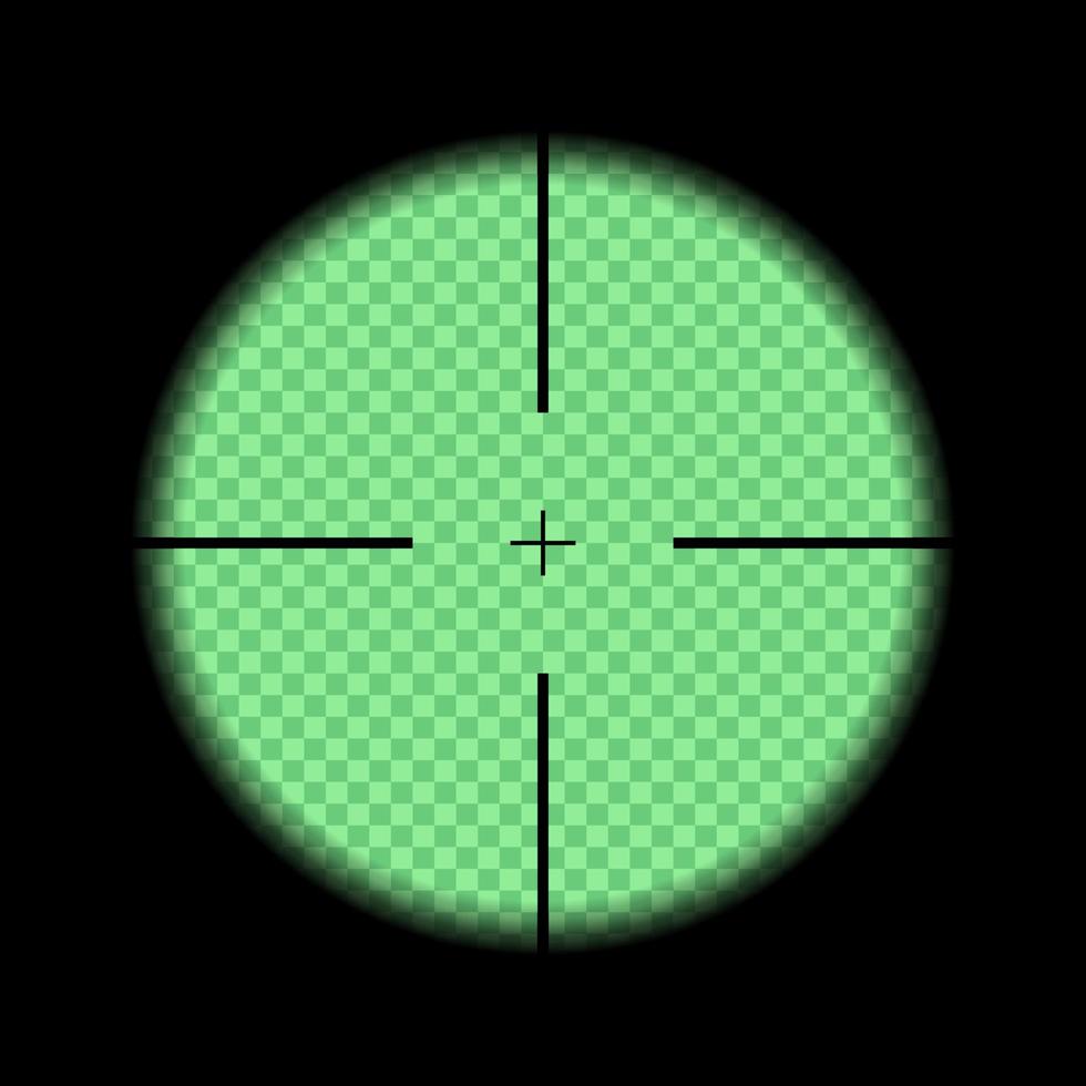 Gun viewfinder. Sniper, hunting scope with night vision. Distance zoom. Vector illustration.