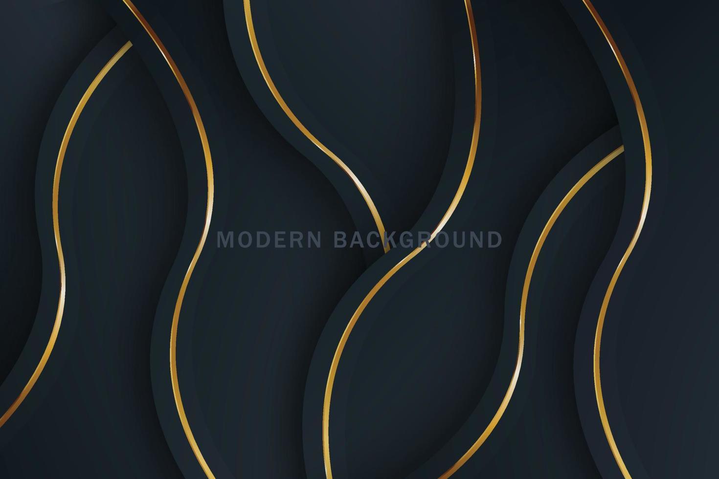 Luxury black overlap layers background with golden element vector