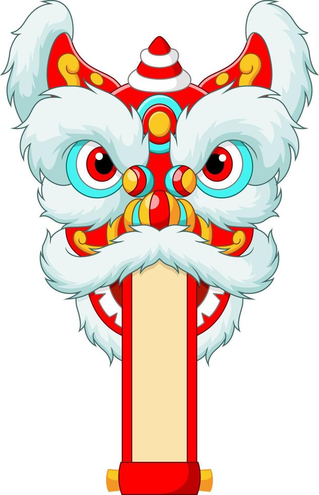 Chinese lion head dance with blank scroll vector